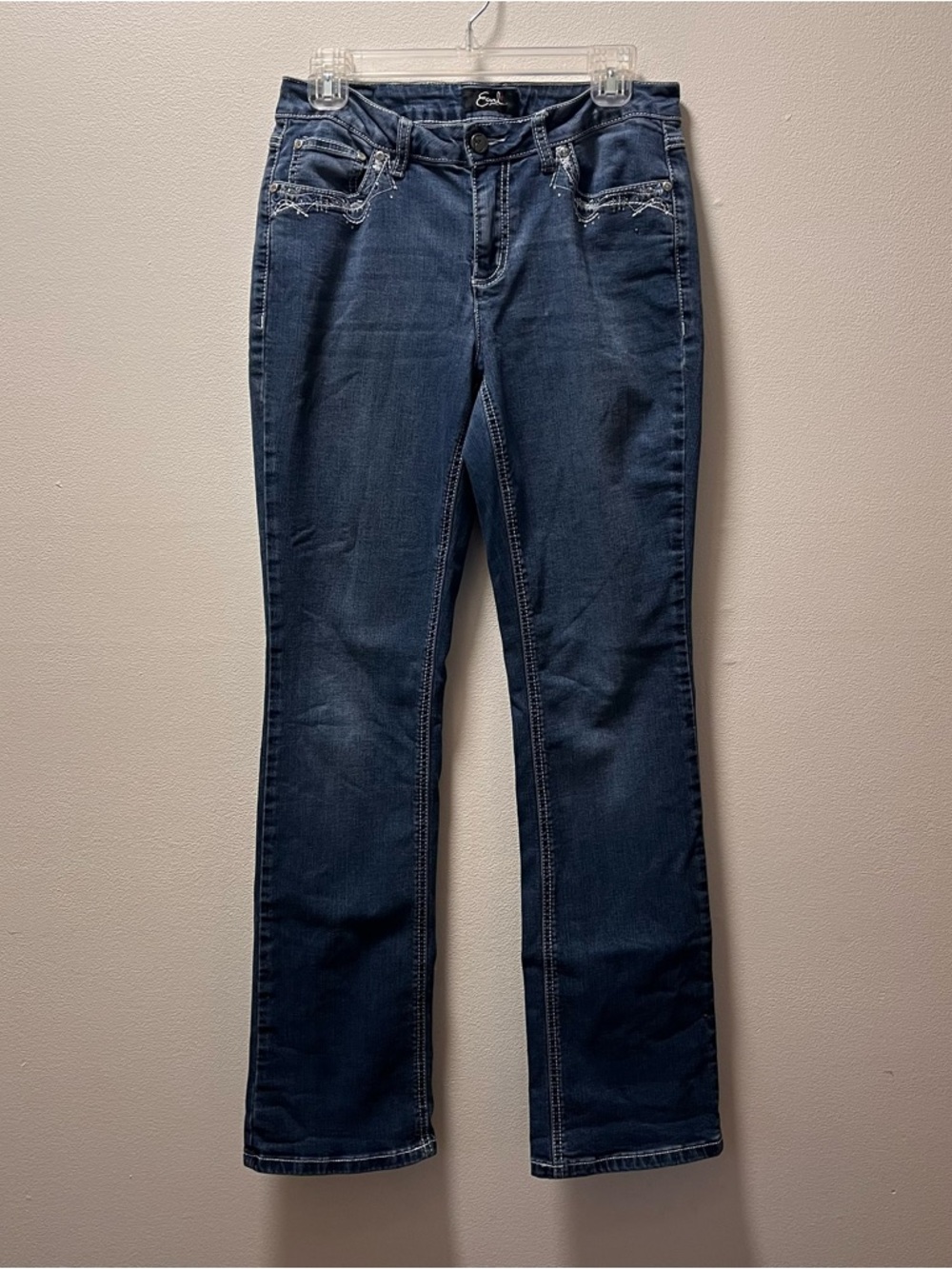 Earl Jean Rhinestone Bling Y2K Vintage Glam Slim Boot Jeans, Sz 10, Med Blue